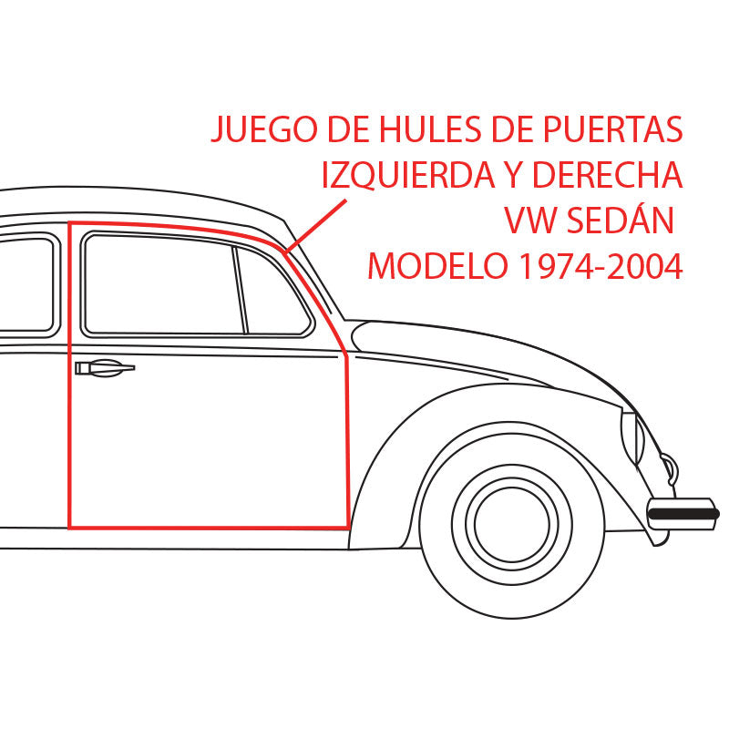 PAR DE HULES DE LAS PUERTAS VOCHO 73-2003 - Escarabajo Refacciones & Accesorios